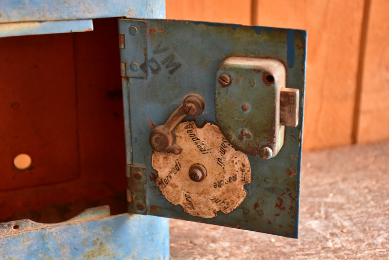 Antique French letter box with blue patina