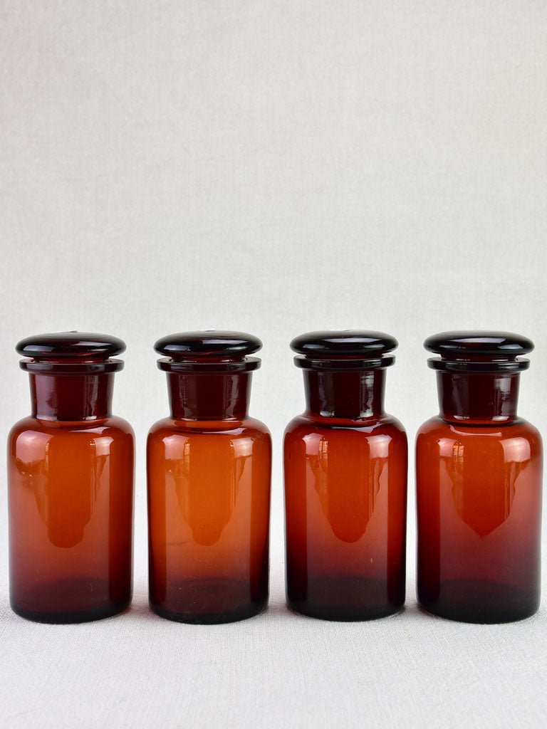 Antique Amber Glass Apothecary Jars Set