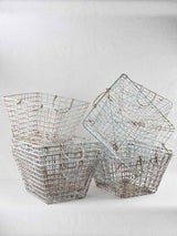 Set of 8 Oyster Baskets with white patina 25½"