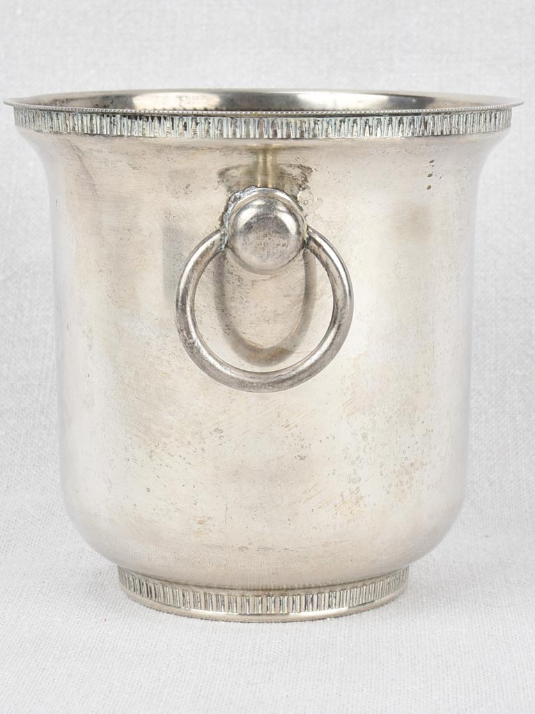 Ice bucket, silver plated, loop handles, 1930s, 5"