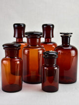 Antique amber-glass apothecary pharmacy jars