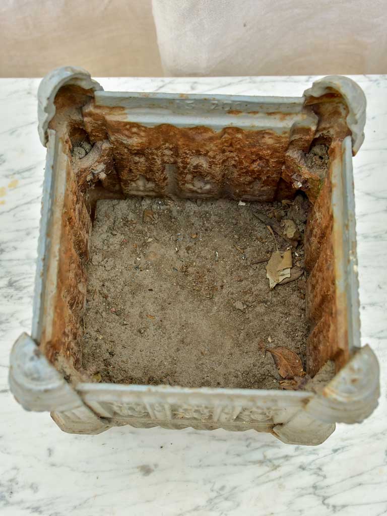 Small antique French cast iron planter