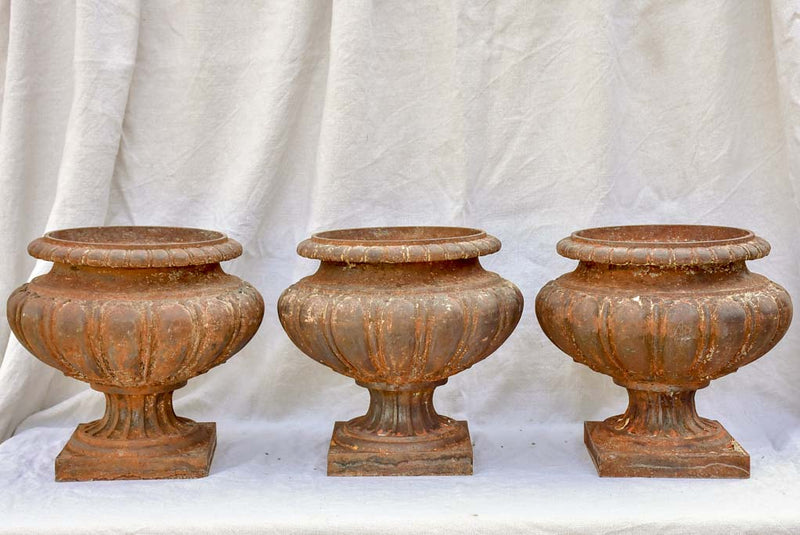 Three early 20th Century cast iron French garden planters