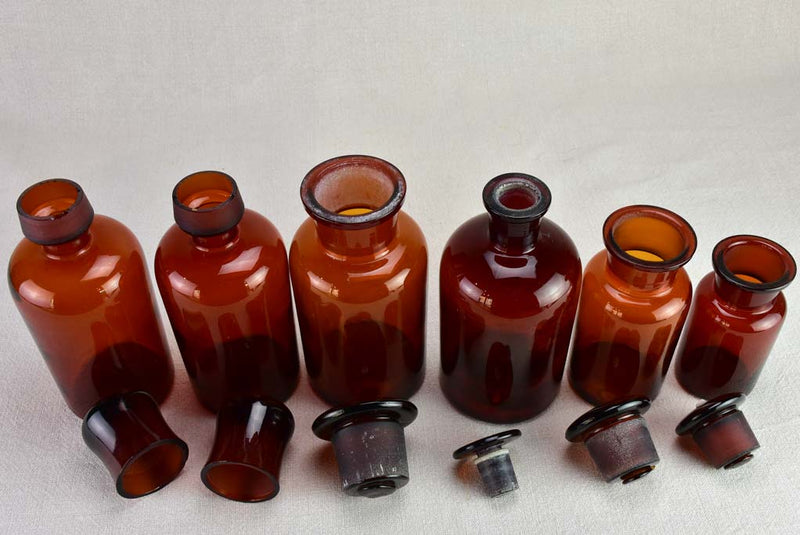 Charming amber glass antique pharmacy jars
