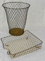 Mid century iron waste paper basket and in-tray
