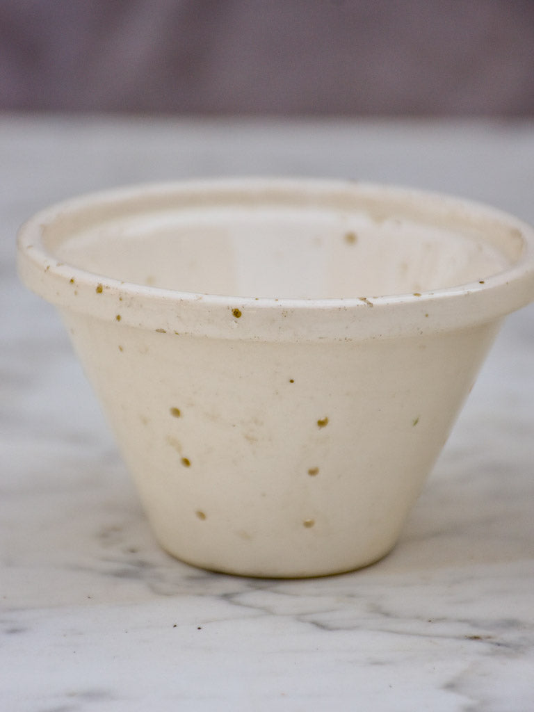 Three white miniature French faience cheese molds