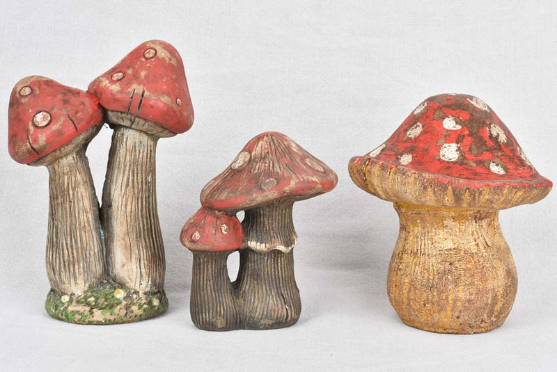 Three vintage mushroom decorations 6¾" - 9½"