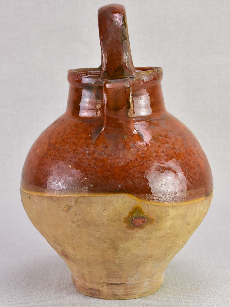 Early twentieth century French water pitcher with brown glaze 11¾"