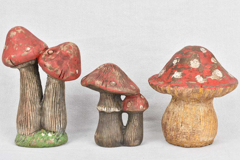 Three vintage mushroom decorations 6¾" - 9½"