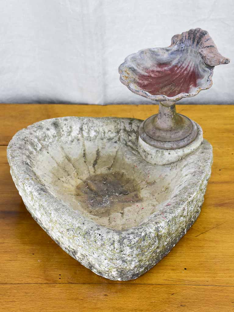 Vintage French birdbath and feeder