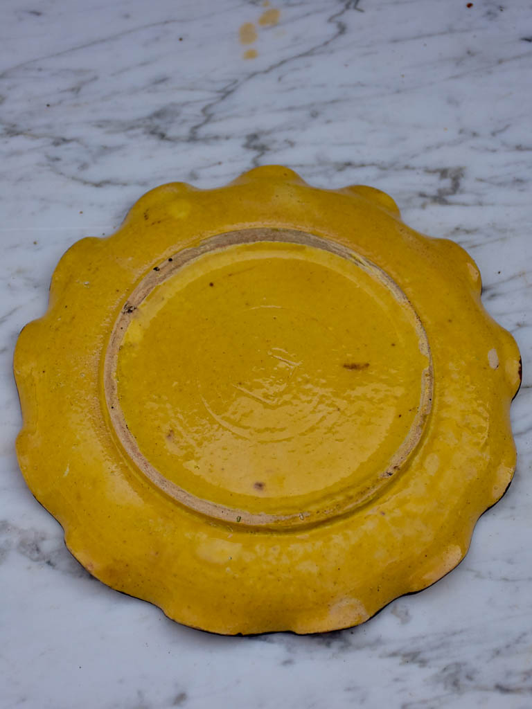 Antique French Dieulefit plate with rippled edge