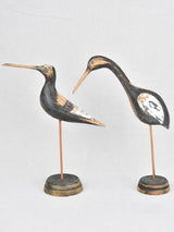 Two vintage wooden sculptures of ibis birds 17"