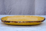 Antique French oval Dieulefit plate - yellow with 'burnt' edge