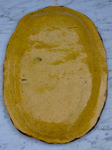 Antique French oval Dieulefit plate - yellow with 'burnt' edge