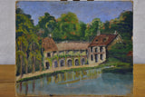 Vintage French landscape paintings - two sided 10¾" x 8¾"