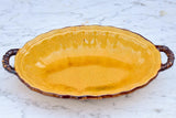 Mid-century yellow / orange French Dieulefit plate with handles