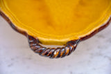 Mid-century yellow / orange French Dieulefit plate with handles