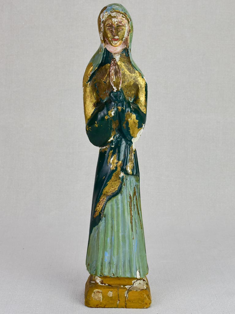 19th Century carved poly-chrome statue of the Virgin Mary 15¾"