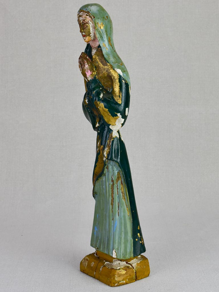 19th Century carved poly-chrome statue of the Virgin Mary 15¾"