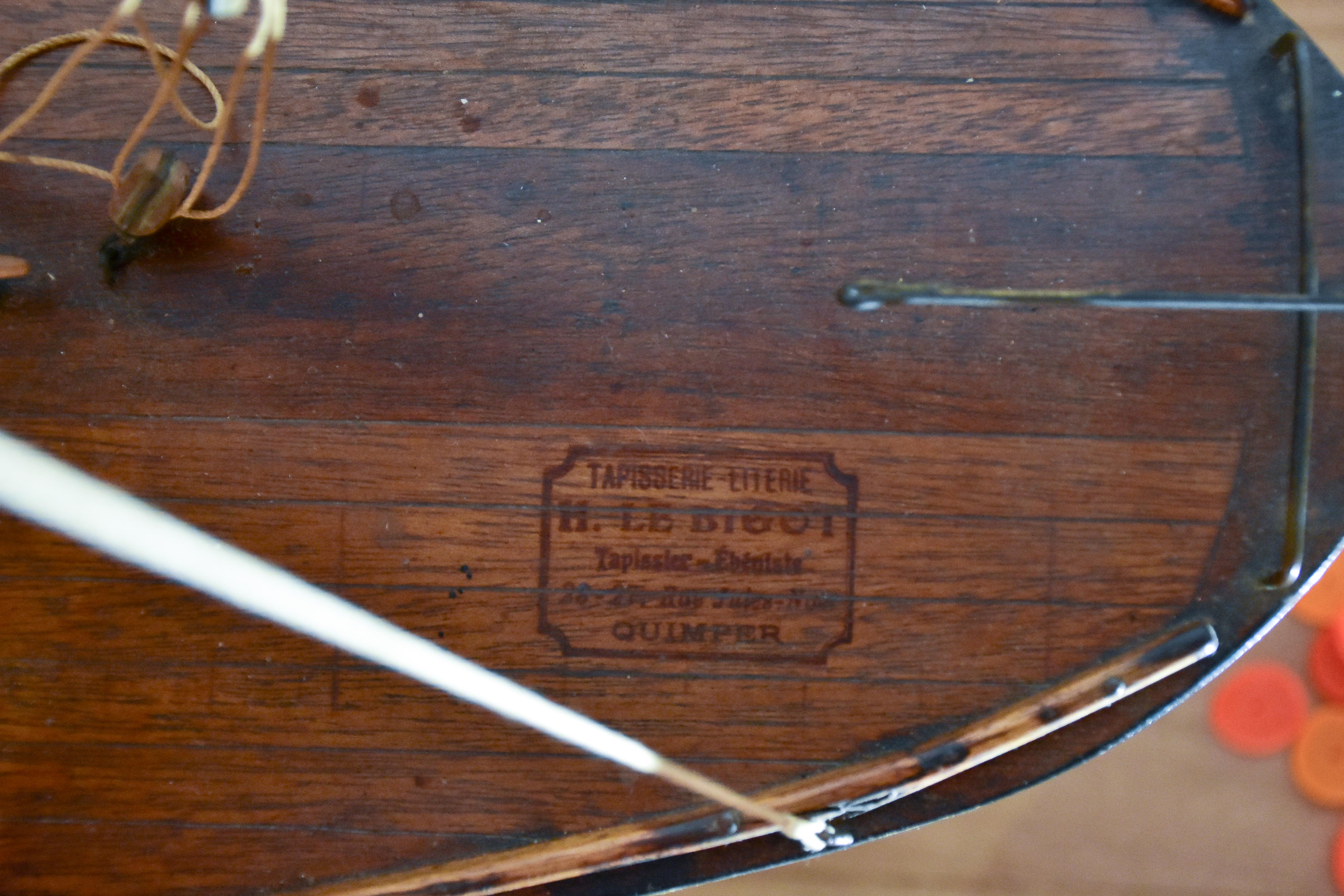 Late 18th century model boat - branded Quimper