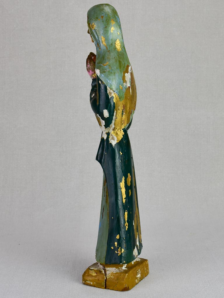 19th Century carved poly-chrome statue of the Virgin Mary 15¾"