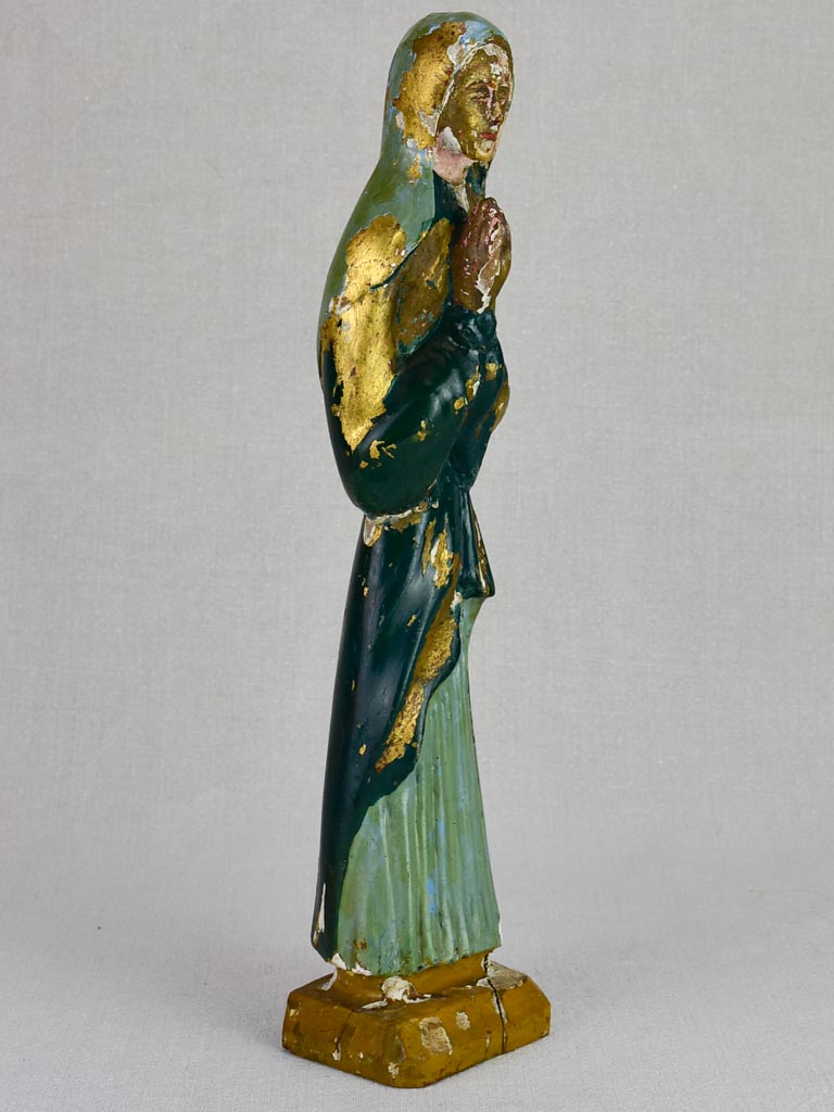 19th Century carved poly-chrome statue of the Virgin Mary 15¾"