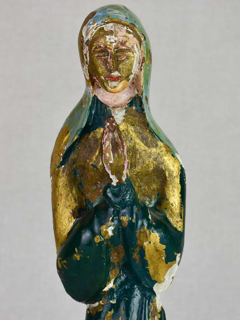 Rustic wooden Virgin Mary figurine