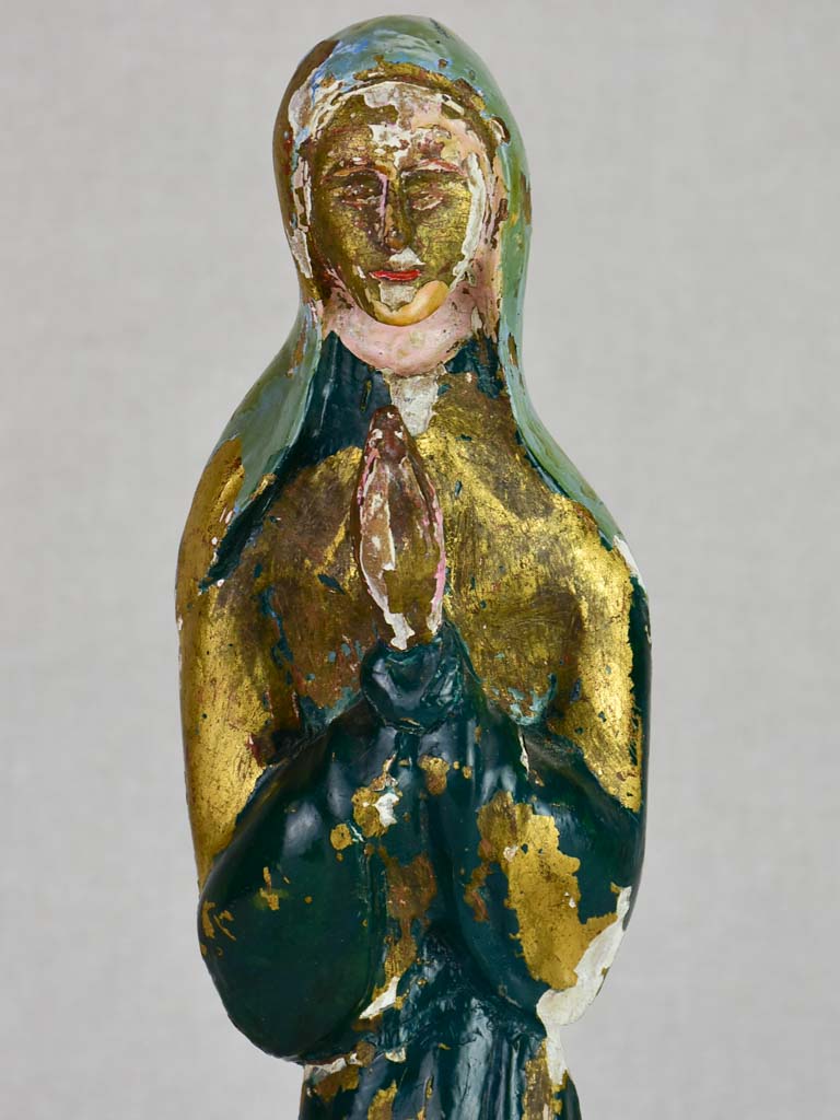 19th Century carved poly-chrome statue of the Virgin Mary 15¾"