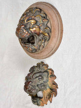 Patina bronze lions heads with mounting