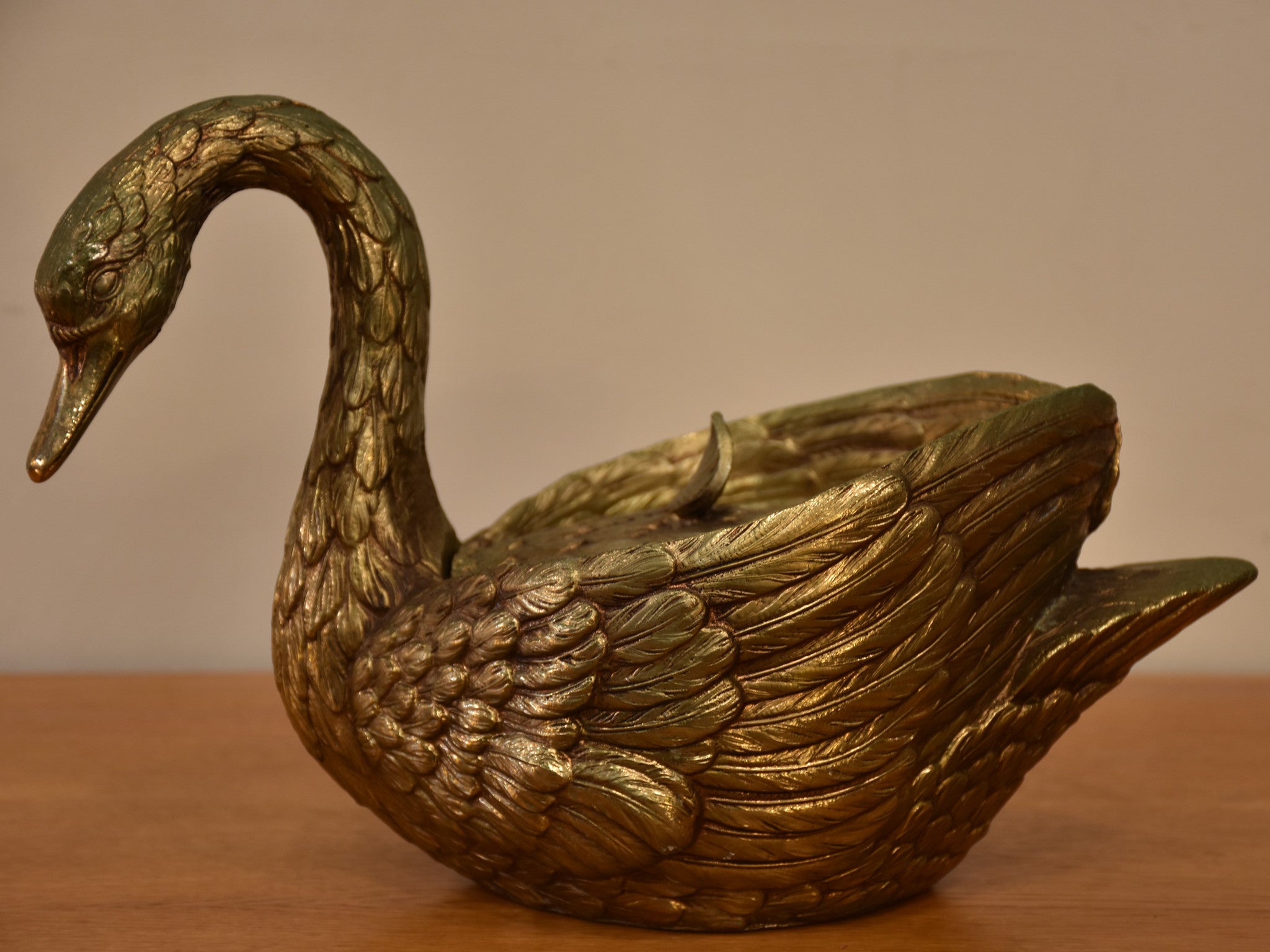 Gold Mauro Manetti Swan ice bucket – 1970’s Florence