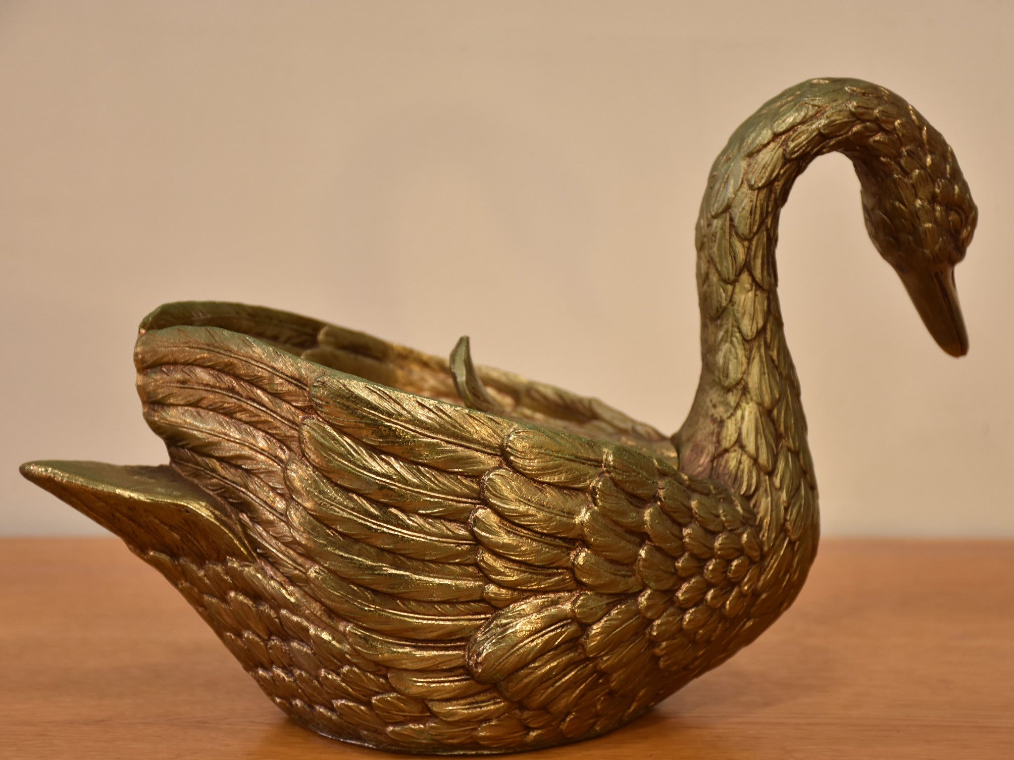 Gold Mauro Manetti Swan ice bucket – 1970’s Florence