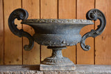 Large cast iron French garden urn with decorative handles – 19th century