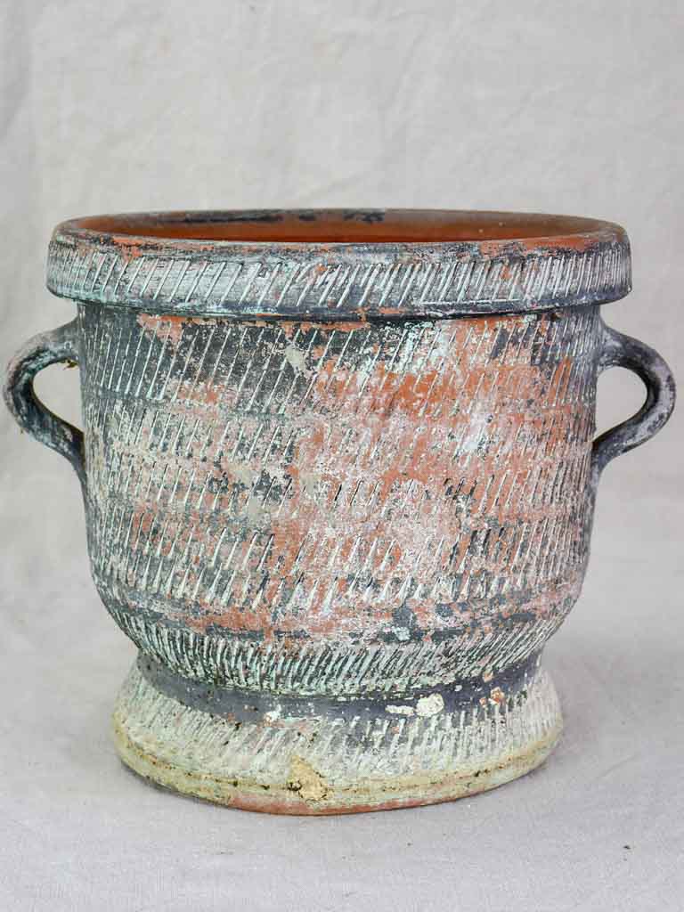 Mid century Castelnaudary style flower pot with two handles