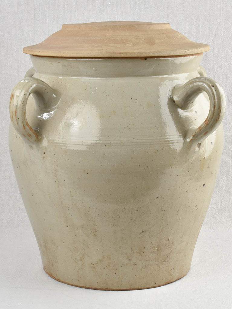 Large Stoneware Pot with lid (4 Handles) 22"