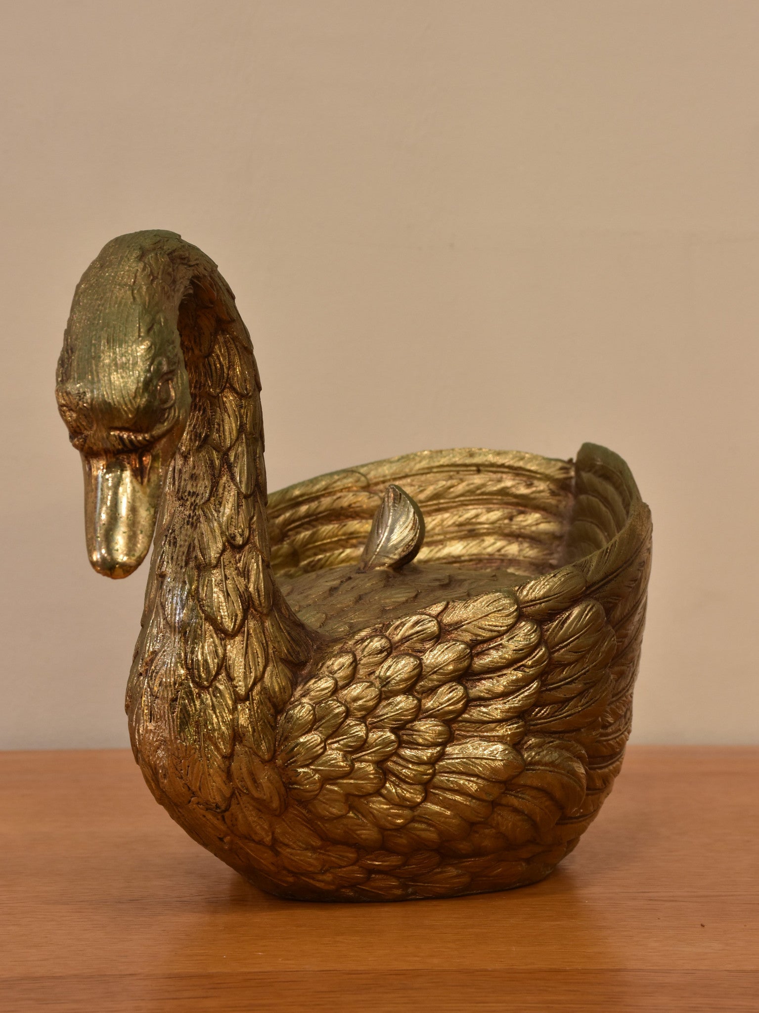 Gold Mauro Manetti Swan ice bucket – 1970’s Florence