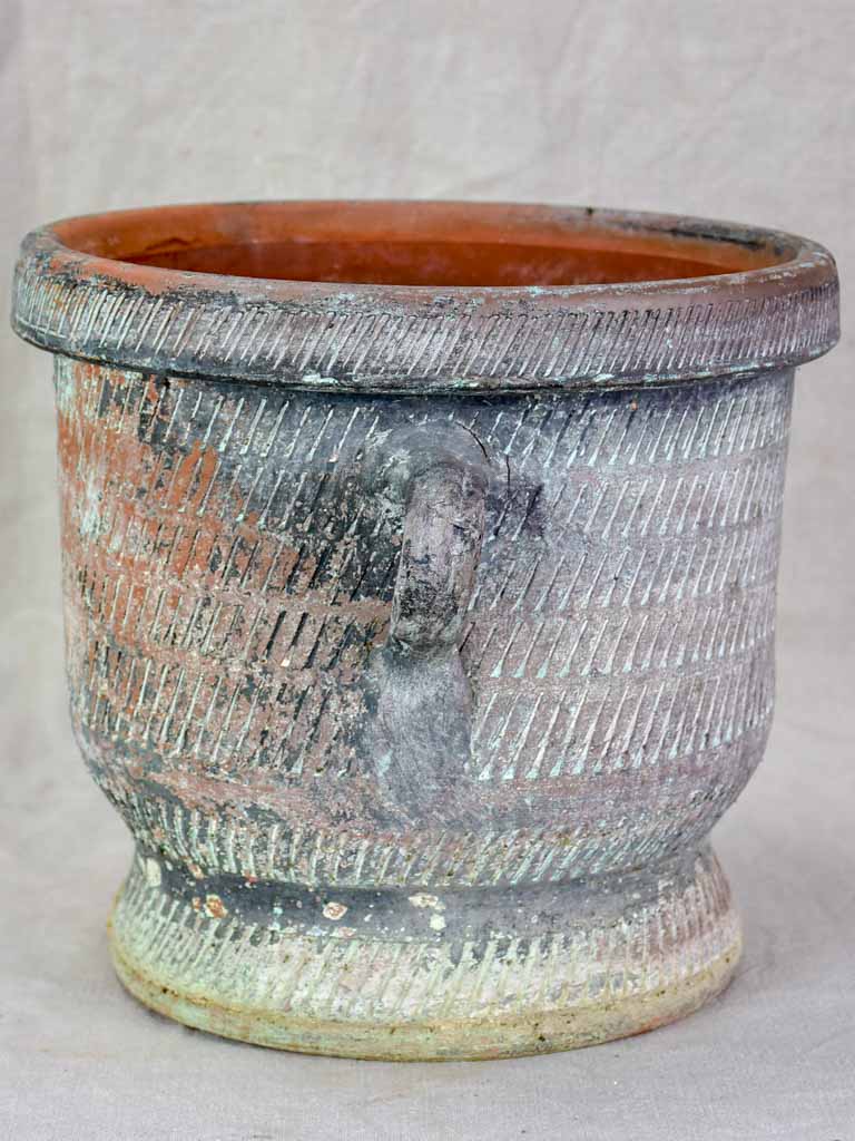 Mid century Castelnaudary style flower pot with two handles