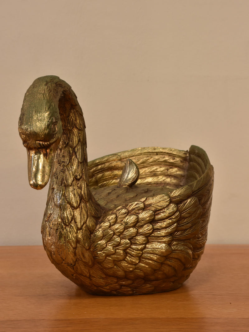 Gold Mauro Manetti Swan ice bucket – 1970’s Florence