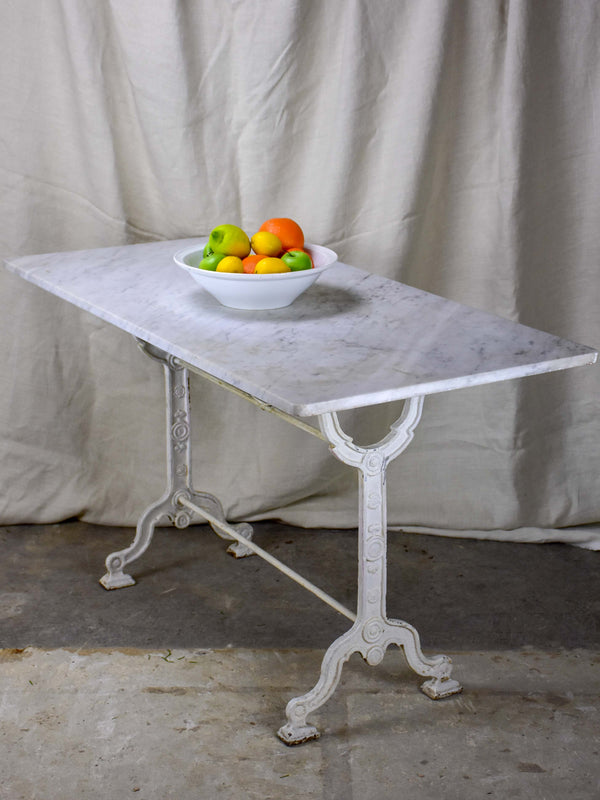 Antique French marble top bistro table - rectangular
