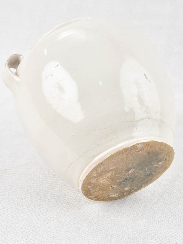 Early 20th century French preserving pot with white glaze 8¾"