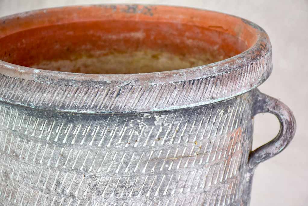 Mid century Castelnaudary style flower pot with two handles