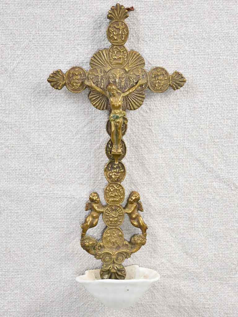 18th century bronze and porcelain benetier for holy water