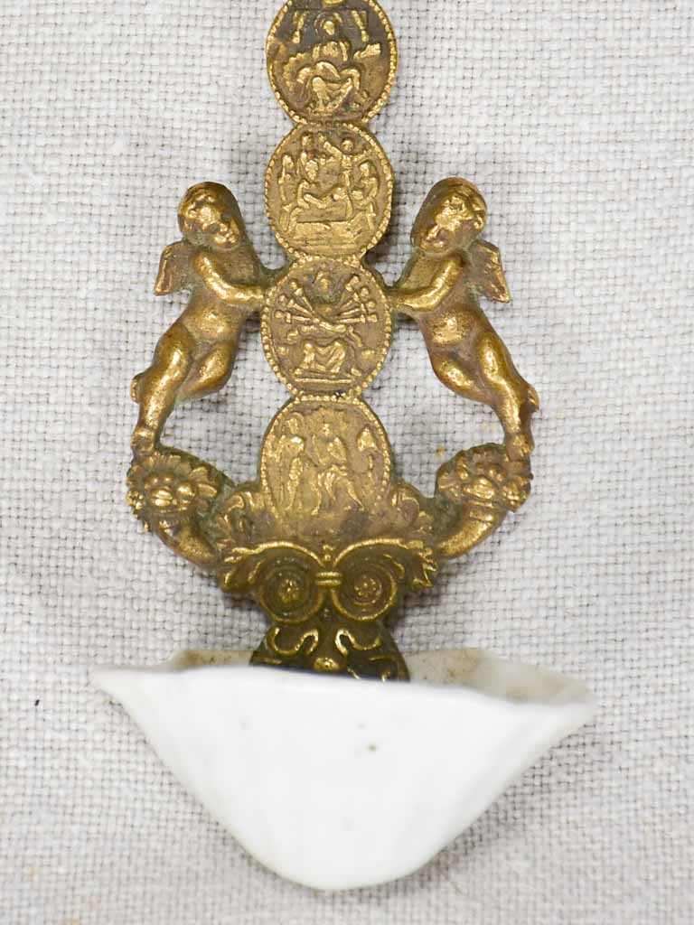 18th century bronze and porcelain benetier for holy water