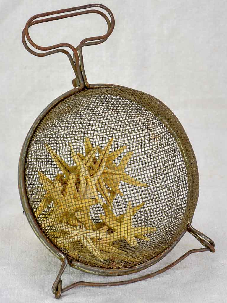 Rare antique French salad wash basket - round