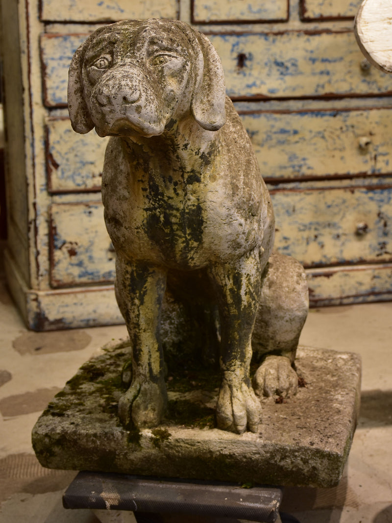 Pair of vintage French garden sculptures - dogs