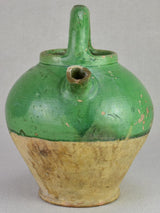 Early twentieth century French water pitcher with green glaze 11½"