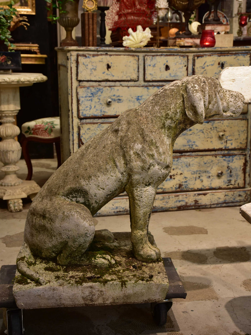 Pair of vintage French garden sculptures - dogs