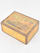 Floral-patterned interior of wooden document box