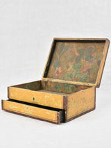 Antique French hand-painted wooden jewelry box