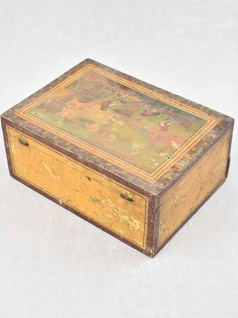 Historic French handcrafted wooden keepsake box