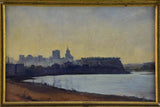 19th Century French painting of Avignon and the Palais des Papes 17¼" x 13"